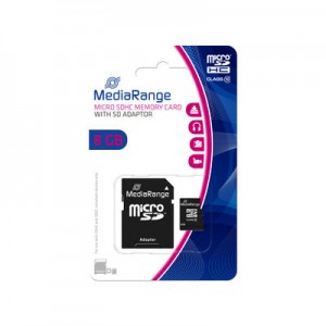 MediaRange Micro SDHC Card Class 10 mit SD-Karten Adapter 8GB