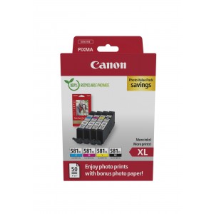 Canon Ink Value Pack CLI-581 XL C/M/Y/BK je 8,3ml + 4x6 Photo Paper (PP-20150)