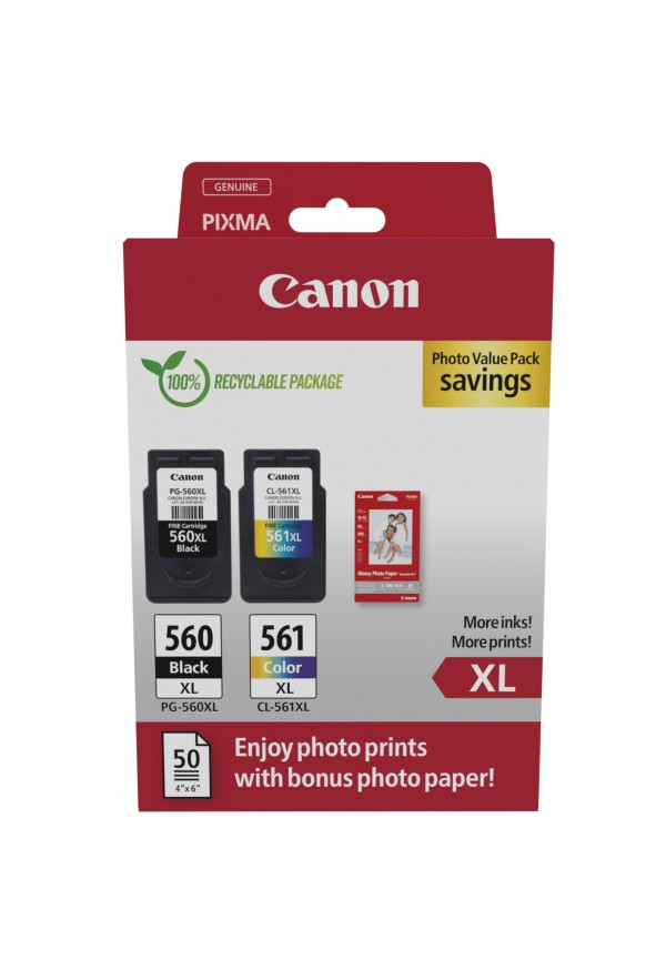 Canon Photo Value Pack black XL /color XL + 4x6 Photo Paper (GP-50150)