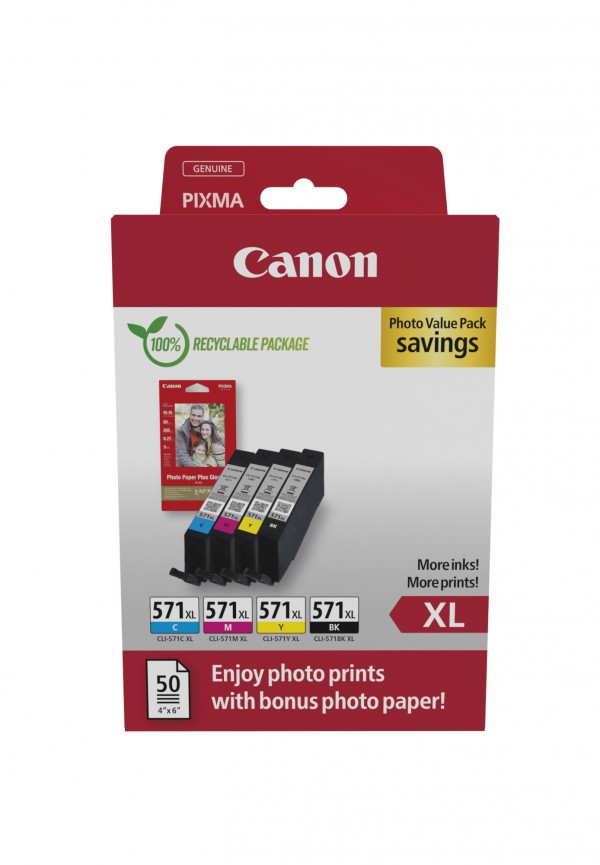 Canon Photo Value Pack XL C/M/Y/BK je 11ml + Photo Paper1x4